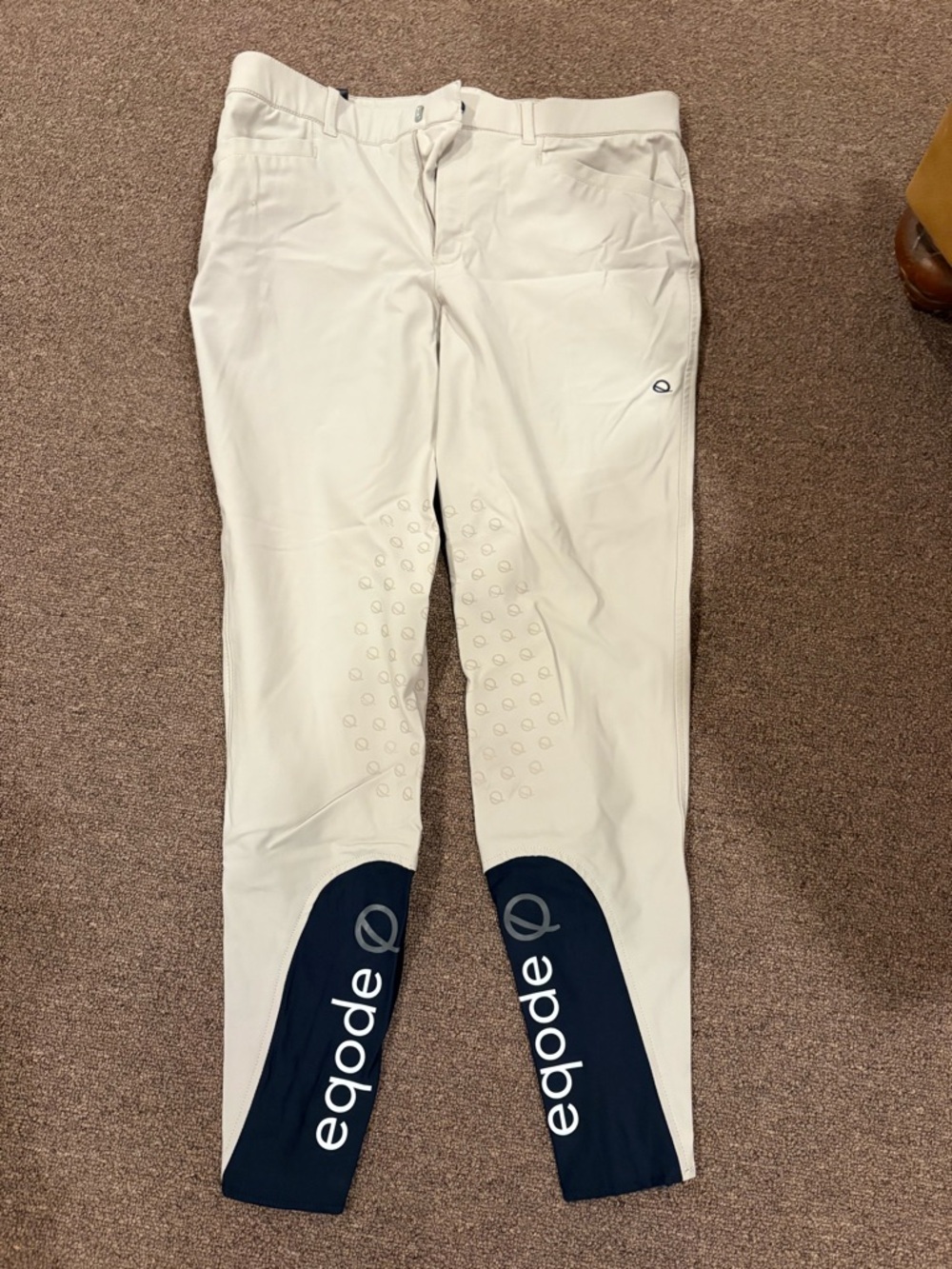 eqode Beige Riding Breeches with Navy Knee Patches